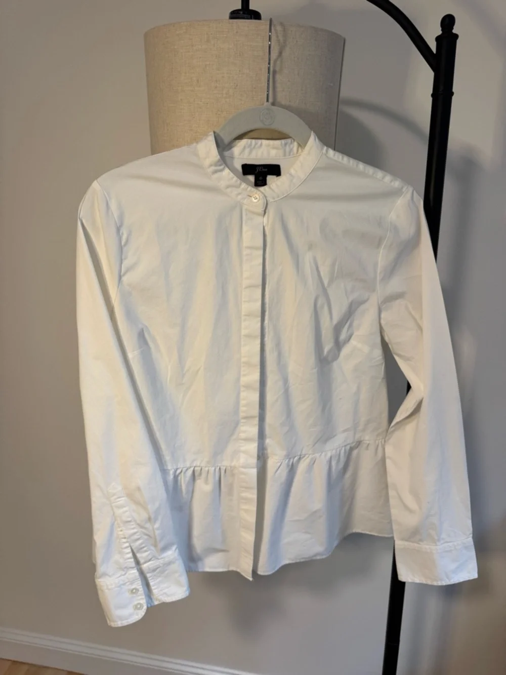 J. Crew White Peplum Button-Front Blouse